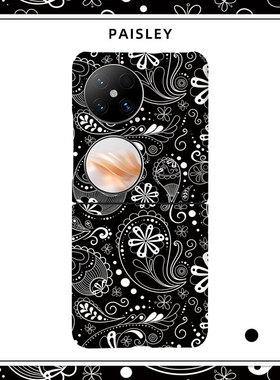 「黑色腰果花」适用华为Pocket2手机壳半包磨砂硬壳保护套PocketS肤感P50pocket折叠屏艺术复古美式插画嘻哈