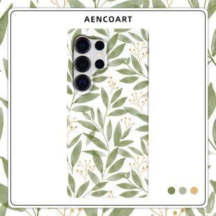 「绿叶」水彩花卉适用三星GalaxyS26Ultra手机壳S25u半包磨砂硬壳S24 保护套plus全包肤感日韩小众ins风简约