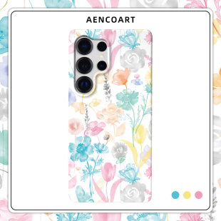 「春日心动」水彩花卉适用三星GalaxyS26Ultra手机壳S25u半包磨砂硬壳S24 保护套plus全包肤感ins风艺术简约