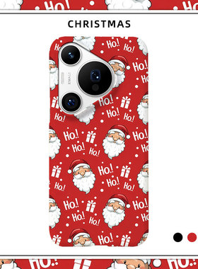 圣诞老人适用华为P50手机壳80Ultra半包磨砂硬壳P60Art保护套Pura70pro+亲肌肤手感P40礼物新款可爱卡通红色