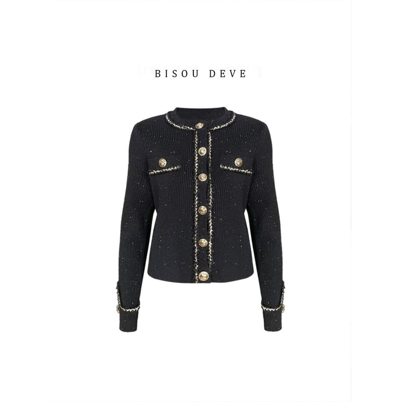 【添添kindiy】黑金香风针织开衫BR21168391