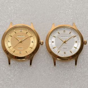 情侣款全钢表头镶钻表盘2035机芯亨纳无历手表条钉钻刻度手表配件