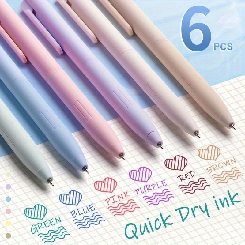 6pcs Colored Gel Pens for Note Taking, Pastel Gel Pens Color