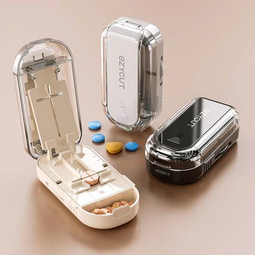 New 2/3/4 Tablets Pill Cutter Storage Box Tablet Dust-Proof