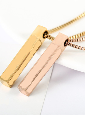 Necklace, long pillar, titanium steel