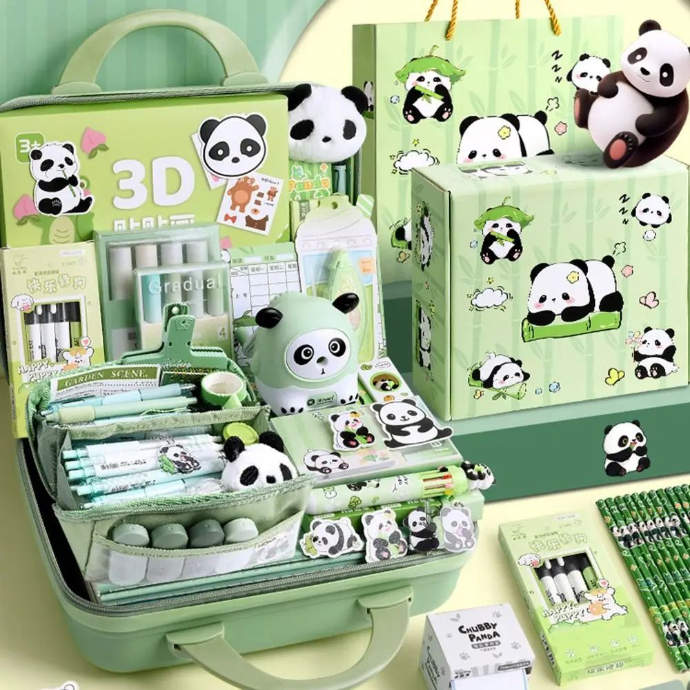Durable Student Gift Panda Stationery Set Pencil Case Learni