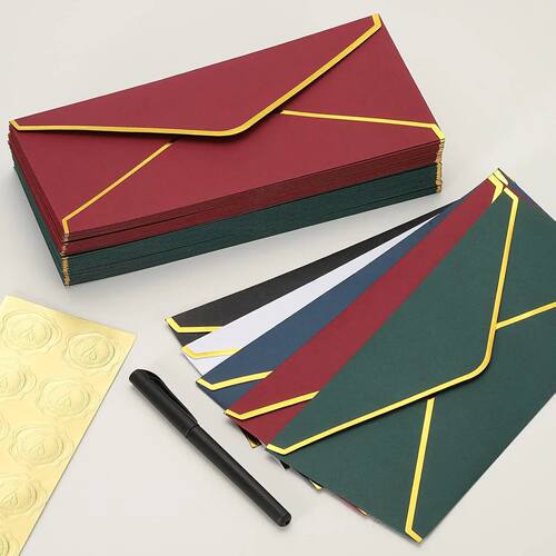 10PCS Luxury Foil Sealed Envelope - Self-Sealing Wedding Inv