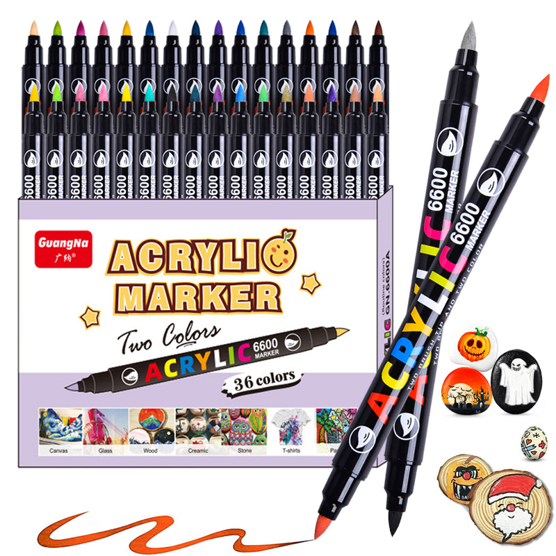Two-headed two-color acrylic marker soft-headed Doodle pen s