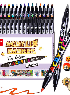 Two-headed two-color acrylic marker soft-headed Doodle pen s
