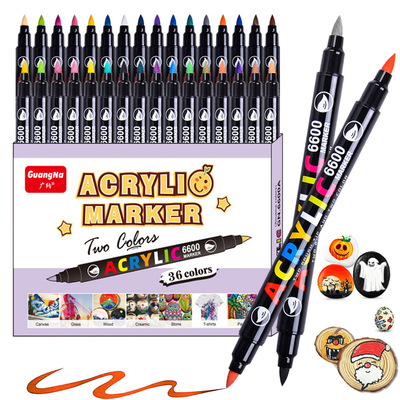 Two-headed two-color acrylic marker soft-headed Doodle pen s