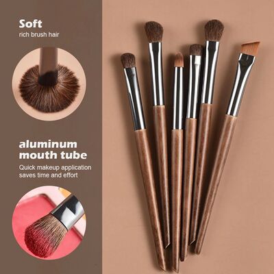 6pcs Soft Horse Hair Eye Makeup Brush Set - Complete Eyeshad