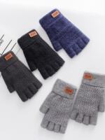 Winter Fingerless Gloves For Men Half Finger Writting Office thumbnail 4