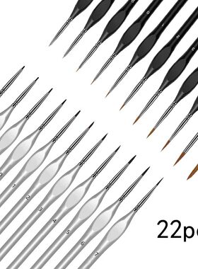 22 Pcs Miniature Detail Paint Brush Set with Natural Wood Ha