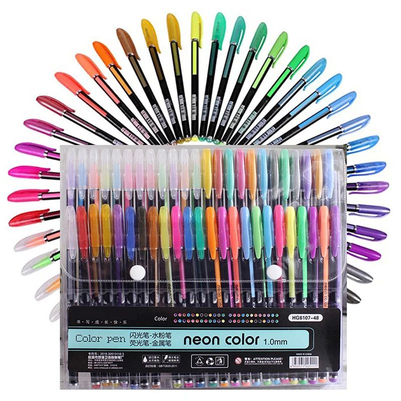 12/24Pcs Metallic Glitter Colors Gel Pens For School Office
