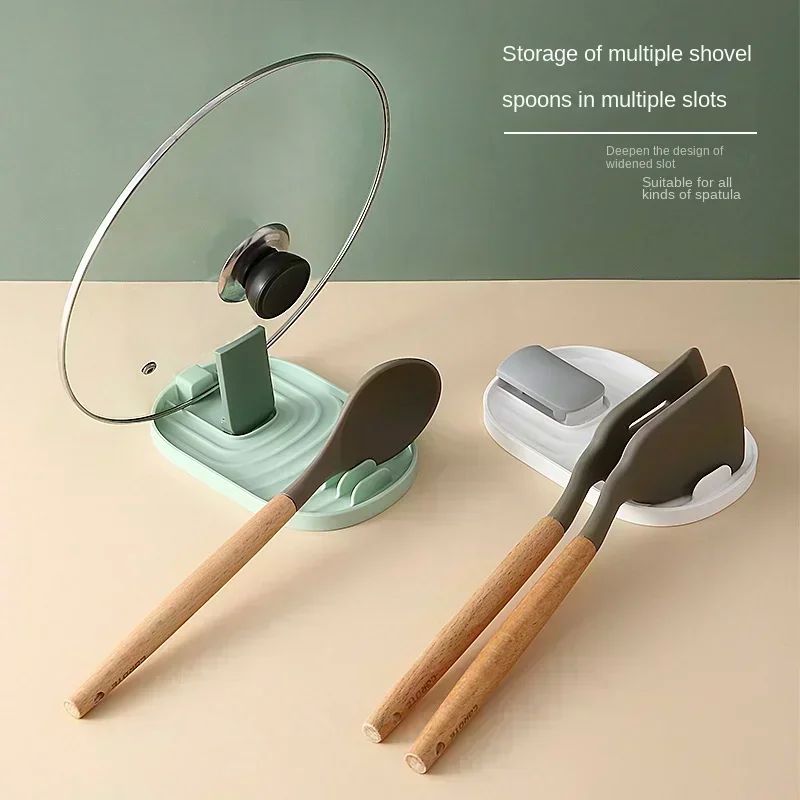 Kitchen Plastic Pot Cover Rack Pot Lid Holder Spatula Stand