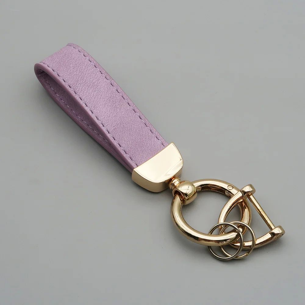 Retro Vintage Suede Leather Custom Logo Keychain for Men and