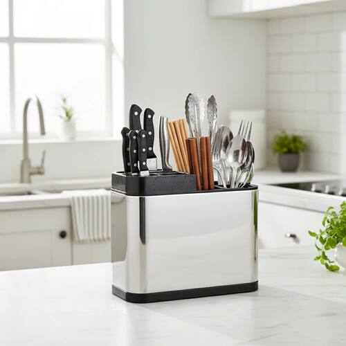 Kitchen Organizer Rack For Cutlery Knives Draining Storage D