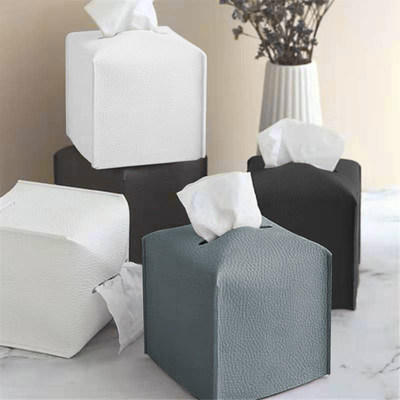 PU Leather Tissue Box Car Tissue Container Desktop Napkin Ti