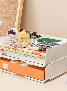 2pcs Stackable Plastic Office Desk Organizer, A4 File Storag