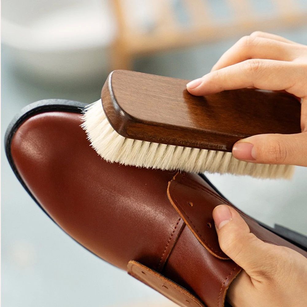 1 Piece Solid Wood Wool Shoe Brush, Polishing, Cleaning, Car