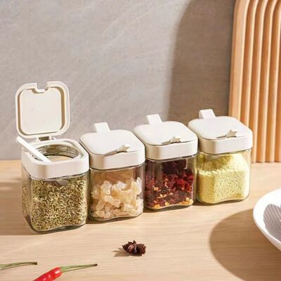 1pc Glass Seasoning Jar with Spoon Sugar Bowl Salt Shaker Pe