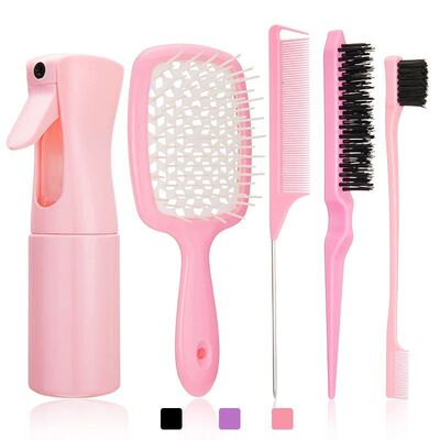 5pcs/set Detangling Hair Brush Curly Hair Curved Rat Tail Co