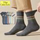 Mid Pairs Thermal Calf Men Cotton Crew Striped Socks Thi