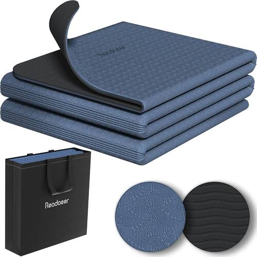 Foldable Travel Yoga Mat 6mm Thick with Carrying Bag, Non-Sl