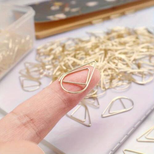 Simple Water Drop Shape Paper Clip Cute Metal Bookmark Crank