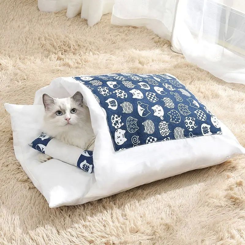 Cat Nest Winter Warm Cat Sleeping Bag Fully Enclosed Kitten