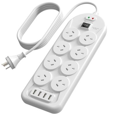 AU plug power board with 8 AC outlets 4 USB ports charging,