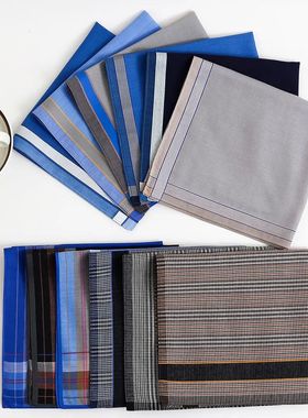 6Pcs Men's Pure Cotton Dyed Handkerchief Summer Thin Absorbe