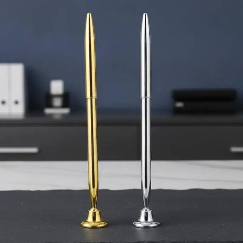 Ballpoint Pen, Retro Metal Ballpoint Pen Attached Base Stand