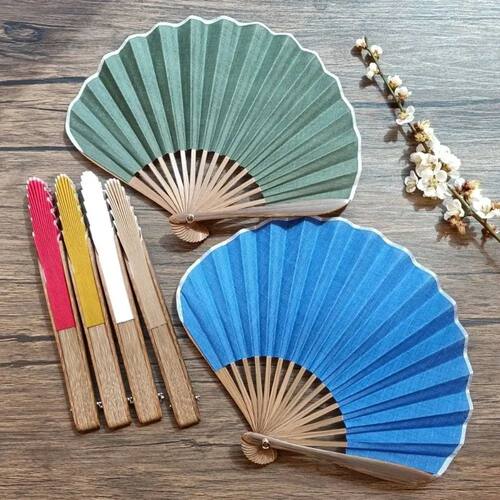 Crafts Retro Mini Shell Fan Cotton Linen Cloth Chinese Foldi