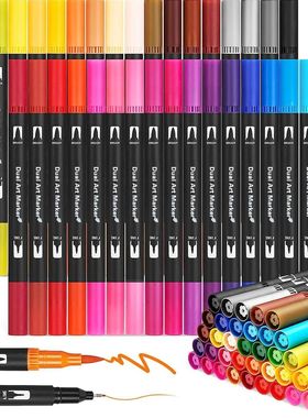 12/24/36/48 Colors Double Headed Art Drawing Notebook Pen Pa