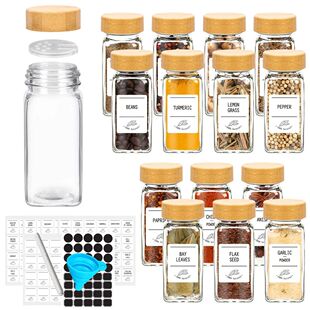 with Include Minima Jars Lids Spice Glass pcs Bamboo