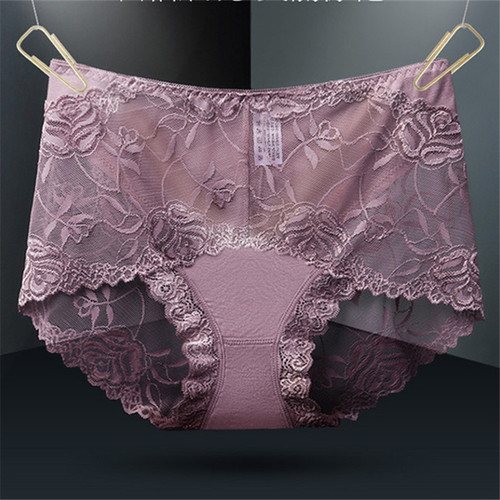 New sexy ladies panties high waist lace large size cotton