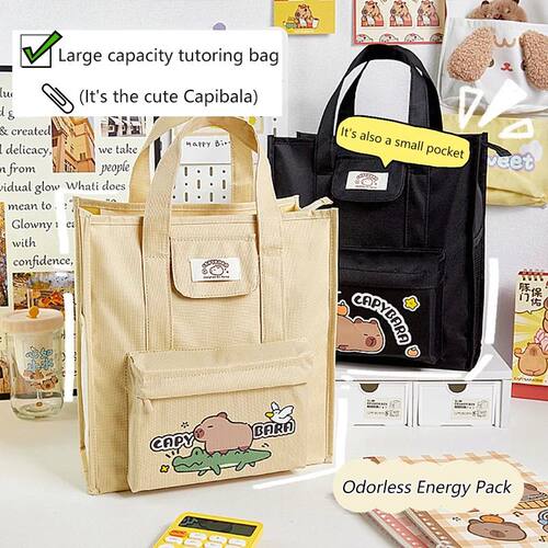 Multifunction Capybara Tote Bag Handheld Side Mesh Pocket Ca