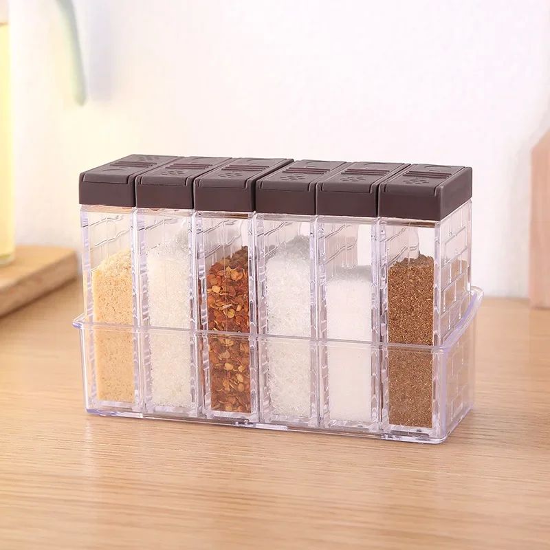 6pcs/Set Spice Storage Spice Jar Rack Seasoning Box Salt and