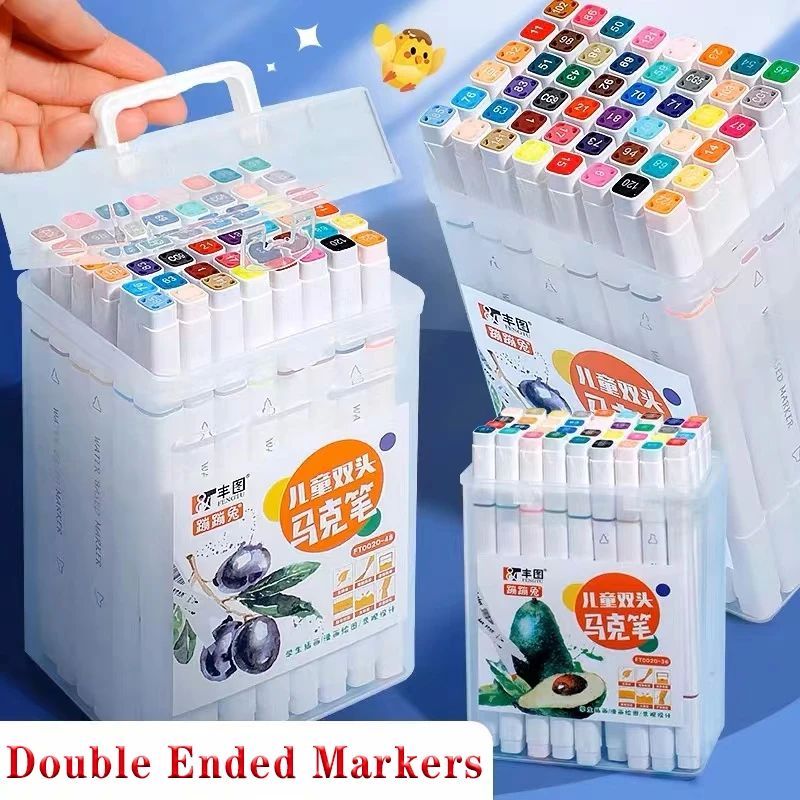 Children's Marker Set 12 24 36 48 Colors Double Ended Drawin