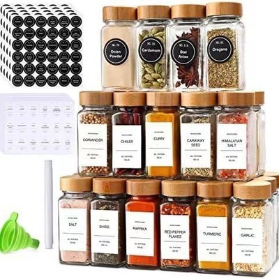 Wood and bamboo covered seasoning bottle, square bottle