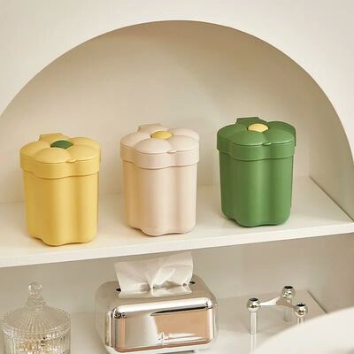 1pc Flower Shape Desktop Trash Can,Household Cute Mini Bins,