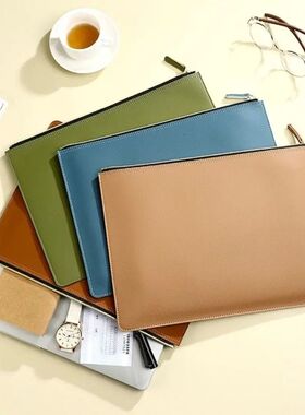 PU Leather A4 File Folder Zipper Bag Waterproof Business Bri