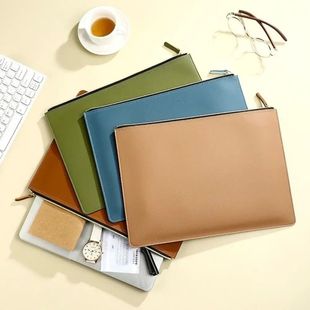 PU Leather A4 File Folder Zipper Bag Waterproof Business Bri