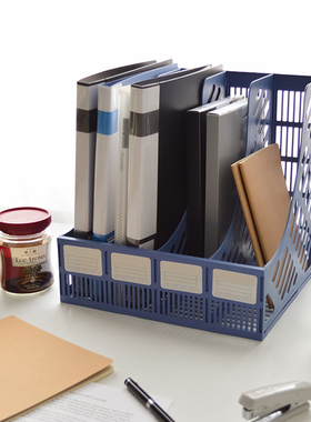 4 Sections Mesh Files Shelf Desktop File Rack Paper Book Hol