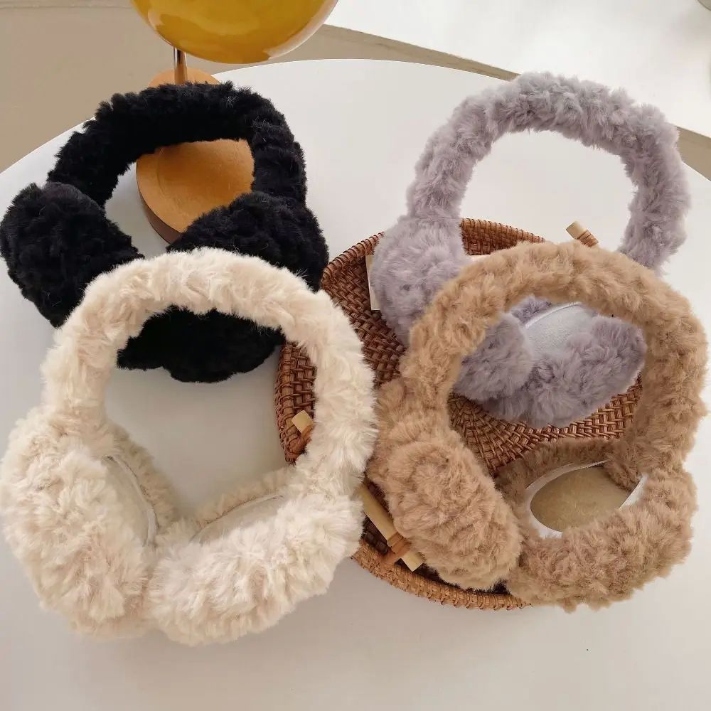 Fashion Warm Plush Ear Warmer Solid Color Foldable Folding E