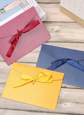10Pcs/Set Retro Pearlescent Paper Envelope Bow Thick Ribbon