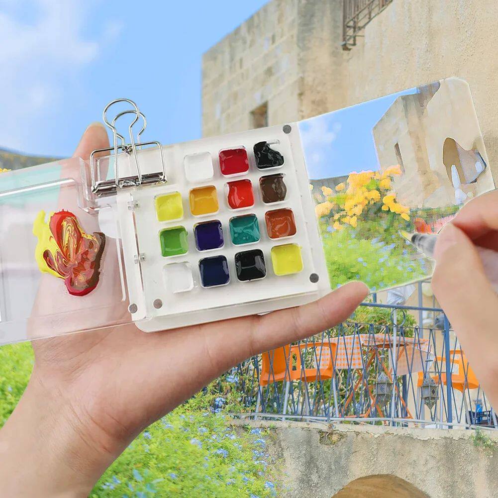Empty Mini Acrylic Watercolor Palette Portable 15-compartmen