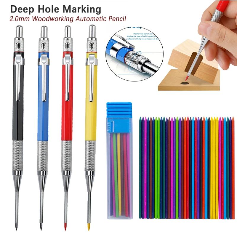 New 2.0mm Deep Hole Metal Woodworking Mechanical Pencil with