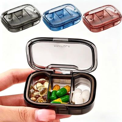 Portable Mini Pill Organizer Travel Medicine Box with Compar